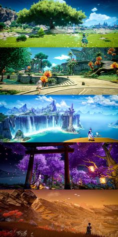 four different scenes from the same video game