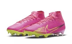 the nike superfly fg soccer shoe in pink and yellow