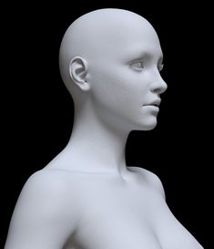 a white mannequin head is shown against a black background