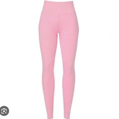 50% Off What I Paid! Matching Tank Top Also Available Pink Snug Fit Athleisure Bottoms, Pink Snug Fit Sporty Bottoms, Pink Fitted Sporty Bottoms, Sporty Pink Snug Fit Bottoms, Sporty Snug Fit Pink Bottoms, High Waist Pink Activewear With Elastic Waistband, Pink Fitted Elastane Yoga Pants, Fitted Pink Elastane Yoga Pants, Pink Fitted Yoga Pants With Elastic Waistband