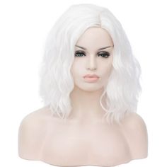 RightOn 14" White Wig Short Curly Wavy Bob Wig White Hair Wigs Synthetic Wig with Wefted Wig Cap. About Our Wig 1.Rose net cap, more breathable and ajustable. 2.Our wig was made from premium synthetic fiber, please wash it with the shampoo the first time wearing. 3.All synthetic hair wigs are heat safe and can be curled and flat ironed. Please note that the heat settings must below 150c/302f. 4.All our wigs are with adjustable inner cap net, one size fits most. 5.You can cut or trim the wig into White Hair Wigs, Bob Wig Side Part, White Hair Wig, White Bunny Wig, White Bob Wig, Curly Wavy Bob, White Wig Curly, White Bob, Wig Side Part