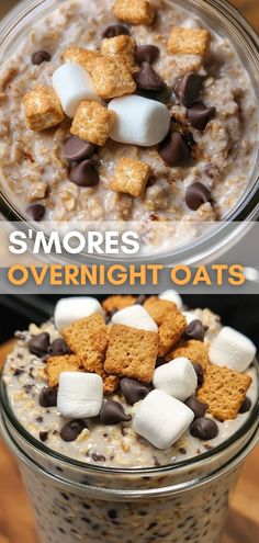 oatmeal with marshmallows and s'mores in it