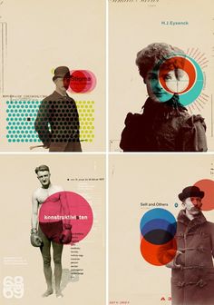 four different posters with the same image on them, each showing an individual's face