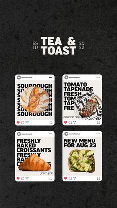 the menu for tea and toast is displayed