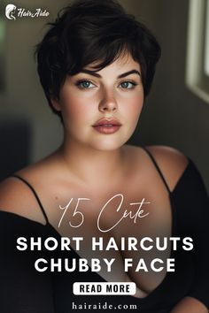 Enhance your natural beauty with these 15 short haircuts for chubby faces! Discover styles that slim, shape, and highlight your best features. Long Pixie Plus Size, Bob For Plus Size Women, Very Short Bob Haircuts For Fine Hair, Short Hair Ideas For Round Faces Plus Size Pixie Haircuts, Rowan Blanchard Short Hair, Wedding Pixie Hairstyles, Pixie Haircut Round Face Plus Size, Haircut Plus Size Women, Round Fat Face Haircut