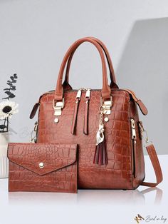 Bird in Bag - Sophisticated Faux Leather Bag Set for Women Fringe Fashion, Mommy Bag, Adjustable Bag, Women Crossbody Bag, Faux Leather Bag, Elegant Pattern, Crossbody Wallet, Bird In Bag, Bag Set