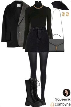 Outfit Ideas Black Clothes, Glam Edgy Fashion, New Year’s Outfit Ideas, Ghost Tour Outfit, What To Wear To Black Tie Event, Academia Teacher Outfit, Intj Aesthetic Outfit, Speakeasy Outfit Women, Rock Chick Outfits