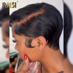 BAISI HAIR Pixie Cut Wig BAISI Full Lace Short Cut Straight Wig Finger Waves Short Hair, Short Cut Wigs, Black Women Short Hairstyles, Short Shaved Hairstyles, Shaved Hair Designs, Double Drawn Hair, Pixie Wig, Quick Weave Hairstyles, Glueless Wig