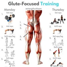 an image of a man's back with the words glute - focused training