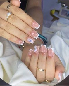 Girly Acrylic, Fancy Nails Designs, Nails Easy, Simple Gel Nails, Girly Acrylic Nails, French Tip Acrylic Nails, Work Nails