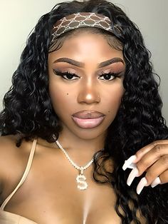 Hair Name: Machine Made Headband Wig Packing: One Wig with Headbands Hair Style: Deep Wave Hair Hair Length: 10-26 inches Wig Weight: 200-320g/Wig (Depending on Lengths and Density) Color: Natural Black Density: 180% Density Lace: No Lace Wig Cap Size: Medium Size, About 22.5-23inches Quality: 100% Virgin Human Hair Wigs Shipment: DHL, FedEx, or UPS 5-7 Business Days Deep Wave Hair, Second Day Hairstyles, Headband Wig, How To Make Headbands, Deep Wave Hairstyles, Beautiful Wigs, Wig Human Hair, Defined Curls, Wave Hair