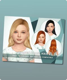 Sims 4 Hairstyle CC: Sonyasims Golden Coast Hair Kids By Sonyasimscc Hair Pushed Back, Sims 4 Cc Download, Golden Coast, Strawberry Hair, Model Nails, Best Sims