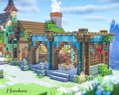 Colorful Minecraft Builds, Ideas De Casa, Minecraft Market, Minecraft Shops, Minecraft Structures, Bangunan Minecraft, Minecraft Farm, Minecraft Cottage, Minecraft Medieval