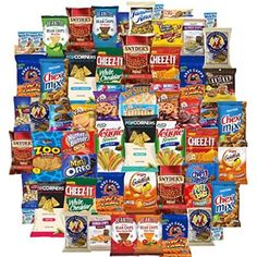 a collage of cereals and crackers is shown in the shape of a heart