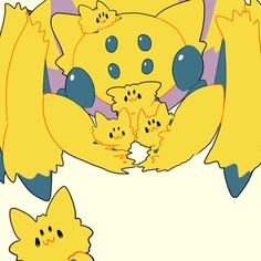 the pikachu family is depicted in this image