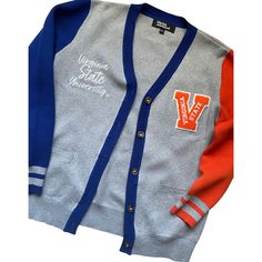 Introducing the Virginia State University Cardigan Sweater!Make a bold statement and wear your Virginia State pride with this one-of-a-kind and comfortable cardigan sweater, perfect for any alumni, students or supporters. Made with the highest quality materials, this sweater is designed to keep you warm and cozy while representing VSU. Note: This is a pre-order item. Expected to ship early December 2023. Features:- Official Virginia State University logo embroidered on the chest- Large "V" Cheni Virginia State University, Oct 1st, Varsity Cardigan, Virginia State, Cardigan Design, University Logo, Classic Cardigan, December 2023, Black Community