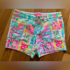 Lilly Pulitzer Pop Up State Of Mind Shorts Brand New With Tags Soft Shorts Print: Pop Up State Of Mind Size: 4 Fitted Pink Shorts For Vacation, Pink Cotton Summer Shorts, Playful Fitted Shorts For Vacation, Pink Fitted Cotton Shorts, Playful Pink Shorts For Summer, Playful Pink Summer Shorts, Playful Pink Spring Shorts, Playful Pink Short Bottoms, Cute Pink Shorts For Spring