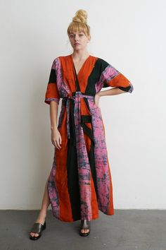 Rayon Wrap Dress, Osei Duro, Just Style, Layer Dress, Dyed Dress, V Neckline, Vintage Chic, Waist Tie