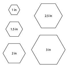 three hexagonals are shown with the same height and width for each one