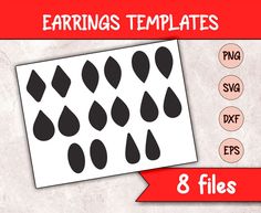 the 8 pairs of earrings templates are shown in black and white, with different shapes