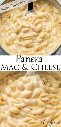 panera macaroni and cheese is being cooked in a skillet