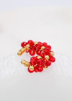 Handcrafted with Love 14K Gold-Plated Ear Cuff. Red Stones Gold Rhodium Nickel-Free. Made in Colombia Red Stones, Stone Gold, Red Stone, Cuff Earrings, Gold Plated Earrings, Ear Cuff, With Love, Plating, Cuff