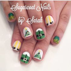 Elf Nails, Christmas Manicure, Festive Nail Art, Cute Christmas Nails, Holiday Nail, Holiday Nail Art, Bright Nails, Festival Nails, Xmas Nails