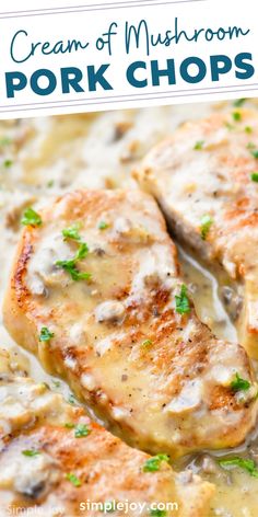 cream of mushroom pork chops with gravy on top