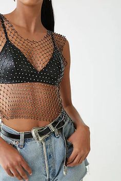 Crop Tops: Ruffled & Off-the-Shoulder | Women | Forever 21 Coachella 2020, Monday Wear, Hangout Fest, Footwear Ideas, Rhinestone Crop Top, Cochella Outfits, Hangout Ideas, Coachella Outfits