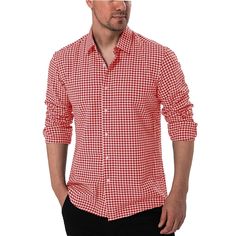 PRICES MAY VARY. FEATURES:This casual plaid dress shirt features long sleeves,checkered pattern, french cuffs, button front closure,designed to be comfortable and easy to wear. Machine Wash/Hand Wash,Comfortable Fabric --Men's button up Plaid cotton shirts is more ultra soft, comfortable and breathable. These casual shirts are perfect for laid-back occasions and can be dressed up or down to suit any occasion. OCCASION:These men's casual button down long sleeve shirts come in different plaid patt Casual Plaid Dress Shirt For Business, Plaid Button-up Shirt For Business Casual, Casual Plaid Long Sleeve Dress Shirt, Casual Long Sleeve Flannel Shirt For Business, Business Casual Plaid Button-up Dress Shirt, Casual Plaid Button-up Dress Shirt, Plaid Shirt For Business Casual In Spring, Casual Plaid Collared Dress Shirt, Casual Gingham Long Sleeve Dress Shirt