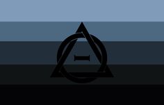 the triangle logo is shown in black and blue tones, with an inverted design on it