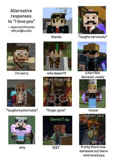 the different types of minecraft characters and their names in each character's name