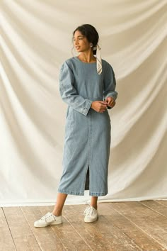 Classy Modest Outfits, Modest Outfits Casual, Christian Modesty, Pentecostal Fashion, Dress Light Blue, Boho Chic Style, Fashion Attire, Modest Clothing, Washed Denim