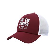 Cheer on the Texas A&M Aggies with this adidas hat. It features a foam front showcasing the team's rallying cry. The mesh panels and snap closure complete this eye-catching Texas A&M Aggies trucker hat.Cheer on the Texas A&M Aggies with this adidas hat. It features a foam front showcasing the team's rallying cry. The mesh panels and snap closure complete this eye-catching Texas A&M Aggies trucker hat.PRODUCT FEATURESBrand: adidasOfficially licensedStructured fitMid CrownSnap ClosureCurved billMa Adidas Logo Baseball Cap For Sports Events, Mesh Snapback Hat For Baseball Season Sports Events, Collegiate Adjustable Trucker Hat, Adjustable Collegiate Trucker Hat, Collegiate Style Adjustable Trucker Hat, Adidas Logo Snapback Hat For Sports Events, Collegiate Trucker Hat For Sports Events With Curved Bill, Collegiate Trucker Hat For Sports Events, Sporty Trucker Hat With Curved Brim For Fans