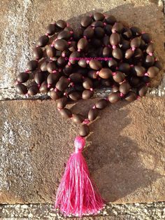 Natural Lotus seed 108 Mala Tassel Necklace, Lotus