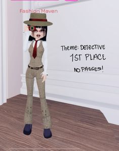 #roblox #dresstoimpress #detective #pinterest #aesthetic #aestheticoutfit #outfits #games Dress To Impress Roblox Game Outfits Detective, Roblox Detective Outfit, Dress To Impress Outfits Roblox Game Theme Detective, Dress To Impress Roblox Game Outfit Ideas Theme Business Person, Detective Dti Theme, Dress To Impress Detective Theme, Dectetive Dti, Detective Dti Outfit, Detective Outfit Dress To Impress