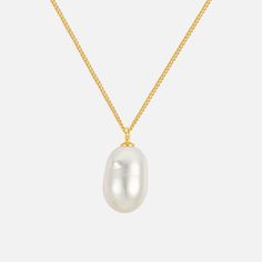 Look no further for an elegant, timeless classic. This Essa Pearl Pendant Necklace showcases a perfectly imperfect freshwater pearl, guaranteed to bring any ensemble to the next level. An effortless piece that will never go out of style! Details: Gold: 925 Sterling Silver, 18K Gold Plated, Freshwater Pearl Silver: 925 Sterling Silver, Rhodium Plated, Freshwater Pearl Pearl Size: 12.5mm - 13.5mm Classic Pearl Necklace With Baroque Pearl Chain, Classic Baroque Pearl Necklace With Pearl Chain, Elegant Everyday Baroque Pearl Necklace, Classic Baroque Pearl Necklace In Pearl White, Classic Pearl Chain Jewelry, Classic Pear-shaped Pearl Necklace With Charm, Classic Pear-shaped Pearl Necklace, Classic Baroque Pearl Necklace With Pearl Pendant, Minimalist Pear-shaped Necklace For Formal Occasions