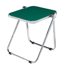 a green stool with metal legs on an isolated white background for use as a side table