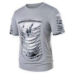 Zipper Embellished Ripped Ink Paint T-shirt - Blue Gray - 3F72822315 - Men's Clothing, Men's Tops & T-Shirts, Men's T-Shirts  #MensTShirts #Men's #Clothing # #Men's #Tops #& #TShirts # #Men's #TShirts Paint T Shirt, Monkey Shirt, Womens Active Wear Outfits, Mens Tees Fashion, Cheap Mens Fashion, Mens Fashion Photography, Funny Outfits, Sleeveless Hoodie, Cheap T Shirts