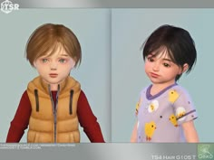 two children with different hair styles and clothes