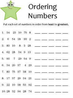 the ordering numbers worksheet for kids