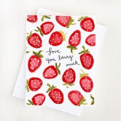 a greeting card with strawberries on it