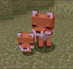 an image of two little foxes in minecraft