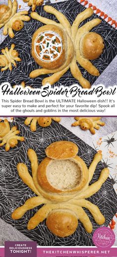 halloween spooky bread bowl with spider web design