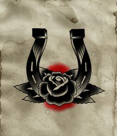 an old paper with a rose and two black horns on it's side, as well as the letter u