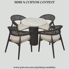 four chairs and a table with the text sims 4 custom content