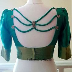 green blouse back neck designs Latest Fashion Blouse Designs, Blouse Design Latest, Bridal Blouse Design, Latest Blouse Design, Blouse Back Neck Design, Back Neck Design, Blouse Back Neck, Best Blouse Designs