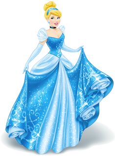 the princess from disney's cinderella movie is dressed in her blue gown and tiara