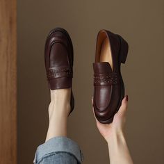 These loafers are designed in a timeless, minimal silhouette, so you'll be sure to wear them often. Made from soft leather, soft bottom that ensure all-day comfort. Wear yours with tailoring and denim alike. Color: Wine Red/Brown/BlackMaterial: Washed CowhideLining: Genuine LeatherInsole: CowhideSole: RubberHeels: 4 cm/1.57"Fit: Medium to Wide, Runs Normal.Origin: Made in China Production Time: About 5-7 days (Any exceptional case will email you, Please pay attention to your email left) Shipping Time: Free Shipping To most locations, delivery time is approximately 5-15 days; We have paid FedEx Option, to most locations, delivery time is approximately 2-8 days. Item No. Dwarves2780 Fall Loafers With Brogue Detailing And Round Toe, Fall Moccasins With Brogue Detailing And Round Toe, Brown Round Toe Flats For Formal Occasions, Formal Brown Flats With Round Toe, Flat Platform Loafers For Formal Fall Occasions, Elegant Brown Platform Loafers For Fall, Flat Platform Loafers For Formal Fall Events, Formal Brown Round Toe Flats, Formal Platform Loafers For Fall