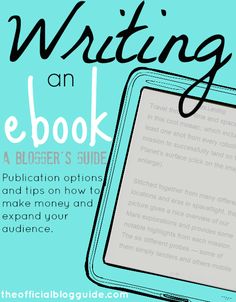 a blue book with the title how to write an e - book on blogger's guide